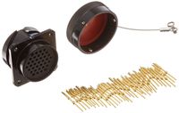 Amphenol Audio MP-4102-37P-C Panel Receptacle with pin Contacts, Black Finish, supplied complete with gold Plated solder / crimp "combo" Contacts and protective dustcap, 37 pin