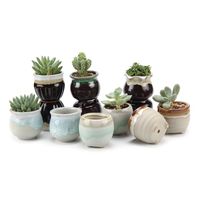 T4U Small Ceramic Succulent Planter Pots with Drainage Hole Set of 12, Sagging Glazed Porcelain Handicraft as Gift for Mom Sister Aunt Best for Home Office Restaurant Table Desk Window Sill Decoration