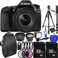 Canon EOS 80D DSLR Camera Bundle with EF-S 18-135mm f/3.5-5.6 IS USM Lens, Carrying Case and Accessory Kit (33 Items)
