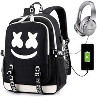 Luminous Travel Laptop Bag Day Bag with USB Charge Neutral Fashion DJ Backpack (Black, One_Size)