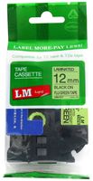 LM Tapes - Brother PT-1830 1/2" (12mm 0.47 Laminated) Black on Bright Green (Fluorescent) Compatible TZe P-touch Tape for Brother Model PT1830 Label Maker with FREE Tape Guide Included