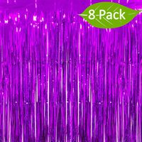 Deruicc 8 Pack Purple Foil Curtains 3ft x 8ft Tinsel Fringe Curtains Shimmer Curtain Birthday Wedding Party Christmas Photo Booth Backdrop Decorations
