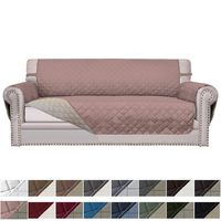 Easy-Going Sofa Slipcover Reversible Sofa Cover Furniture Protector Couch Cover Elastic Straps Pets Kids Dog Cat (Oversized Sofa, Pink/Beige)