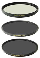 LUŽID Set of 3 82mm CPL ND1000 ND64 & Wallet MC Filter German Schott Glass Brass Frame Luzid 82 ND