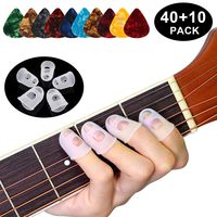 Guitar Fingertip Protectors - 40 Pcs Silicone Guitar Finger Guards Guitar Fingertip Protection Covers Caps for Stringed Instruments Like Guitar Ukulele Bass, Sewing and Embroidery (5 Sizes)