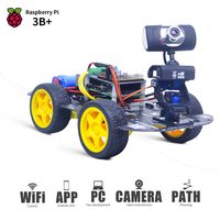 DS Wireless Wifi/Bluetooth Robot Car Kit for Raspberry pi 3B+, Remote Control Hd Camera 16G SD Card Robotics Smart Educational Toy controlled by iOS Android App PC software with Source Code