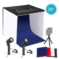 Neewer 24x24 inches Table Top Photography Studio Lighting Light Tent Kit with Foldable Shooting Box, Led Light, Mini Tripod, Phone Holder, 4 Color Backdrops for Product Shooting Advertising