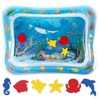 Tummy Time Baby Water Mat for 3 6 9 Months Tolders, Exercise N Play Free Splashing Toddler Inflatable Play Mat Early Development Activity Centers