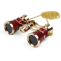 Kingscope 3X25 Vintage Opera Glasses Binoculars for Theater Musical Concert (Red, with Chain)
