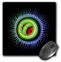3dRose LLC 8 x 8 x 0.25 Inches Mouse Pad, Surreal Green Red Blue Fiery Sci Fi Eye on Black Background (mp_27627_1)