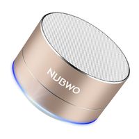 Bluetooth Speaker, NUBWO Mini Portable Outdoor/Sport / Car Aluminium Alloy Speakers - with Built-in Mic, AUX Line, TF Card, Enhanced Bass for iPhone iPad Android Phone and More (Gold)