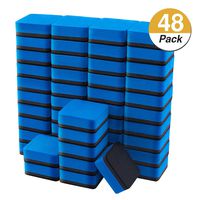 Favourde 48 Pack Magnetic Whiteboard Dry Eraser Chalkboard Cleansers for Classroom, Home and Office (Blue, 1.97 x 1.97 Inch)