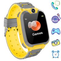 Kids Games Smartwatch Phone - 1.44'' HD Touch Screen Boys Girls Watch with MP3 Player 2 Way Call Camera Clock Voice-Record Calculator for Students Back to School Learning Birthday Gifts, Yellow