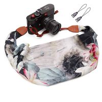 Camera Strap Scarf Vintage Floral Fabric DSLR Universal Neck Shoulder Belt for Women by Deanoy(White and Gray)