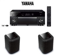 Yamaha AVENTAGE RX-A1080 7.2-ch 4K Ultra HD AV Receiver with HDR, Dolby Vision, Compatible with Alexa. + Pair of Yamaha MusicCast WX-010 Wireless Speaker (Black) Bundle