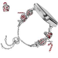TOYOUTHS Christmas Bracelet Compatible with Fitbit Versa Bands Premium Metal Wristbands Replacement for Versa Lite Edition SE Holiday Strap Accessories Bangle with Mixed Beads Christmas Tree Theme
