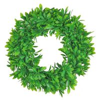 HEBE 18" Artificial Green Leaves Wreath Boxwood Wreath Greenery Leaf Wreath for Front Door Indoor Outdoor Wedding Wall Window Farmhouse Backdrop Décor