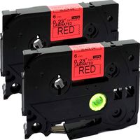 NEOUZA 2PK Compatible for Brother P-Touch Laminated Tze Tz Label Tape Cartridge 6mm x 8m (TZe-411 Back on Red)