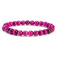 Cherry Tree Collection Gemstone Beaded Stretch Bracelet 6mm Round Beads | Medium - 7" (Pink Tiger's Eye)