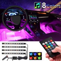 Car Interior Lights 4pcs 36 LED Car Floor Atmosphere Glow Neon lights Multi-Color Music Car LED Strip Lights Decorative Underdash Lighting Kit with Sound Active function Wireless Remote Control DC 12V