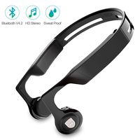 Bone Conduction Headphones Bluetooth Wireless Open Ear Headsets HiFi Stereo Hands-Free Sweatproof Sports Headphones with Microphone, Black