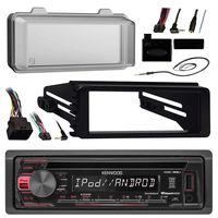 96-2013 Harley Touring Stereo Radio Install Adapter Dash kit Flht Flhx Flhtc Kenwood USB AUX Stereo Radio w/ Thumb control Interface Included Radio mounting kit, Installation instructions included, HDWS1B Radio Cover for Harley-Davidson Stereo