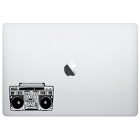 Laptop MAC - Black and White Boombox Stereo Speakers Radio - Black Skins Stickers
