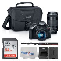 Canon EOS Rebel DSLR T6 Camera Body + Canon EF-S 18-55mm IS II Lens & EF 75-300mm III Lens + Canon EOS Shoulder Bag (Black) + SanDisk SDXC 64GB Memory Card + Cleaning Cloth + Ultimate Canon Bundle