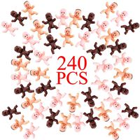 FECEDY 240pcs Mini Plastic Babies Crafting Baby Dolls for Baby Shower Party Decorations Baby Birthday Party Favors Baby Bathing 1" Brown,Latin,Pink