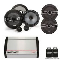 Kicker Speaker Package - KX400.4 4 Channel Amp, a Pair of KSS654 6.5" Components, and a Pair of KSC654 6.5" Coaxials