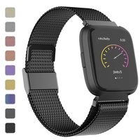 iGK Metal Replacement Bands Compatible for Fitbit Versa/Versa Lite Edition/Versa 2, Stainless Steel Loop Metal Mesh Bracelet Unique Magnet Lock Wristbands
