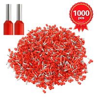XHF 1000 PCS AWG 18 Ferrule Crimper Plier Insulated Crimp Pin Terminal Cord End Terminals, Wire Ferrules Terminals, Wire Connector, Insulated Cord Pin End Terminal 1mm² Red