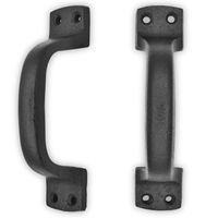 Rustic Barn Door Grab Handle Pull Set of Two | Black 6 1/4 inch Solid Cast Iron Gate Handles | Vintage Modern Farmhouse Inspired, Heavy Duty | Mounting Screws Included (6 1/4", Black Finish)
