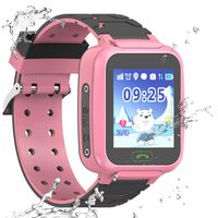 Kids Smartwatch GPS Tracker Phone, Students Waterproof Watch with 2 Way Calls WiFi GPS Locator SOS Voice Chat Camera Alarm Clock Watches Birthday Gifts for Boys Girls Compatible with iOS Android,Pink