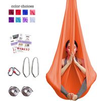 Aum Active Silk Aerial Yoga Swing & Hammock Kit for Improved Yoga Inversions, Flexibility & Core Strength (Orange)