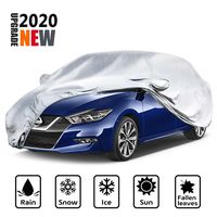 TABIGER Car Cover, 6-Layer Breathable UV Protection Waterproof/Windproof/Snowproof/Scratch Resistant Universal Fit Full Car Covers for Sedan Wagon All Weather Use (191" L x 76" W x 56" H)