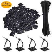 50pcs Zip Tie Adhesive Mounts Self Adhesive Cable Tie Base Holders with Multi-Purpose Cable Tie (Length 200 mm, Width 28 cm)