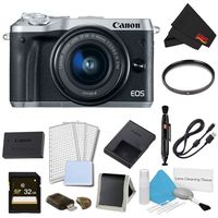Canon EOS M6 Mirrorless Digital Camera with 15-45mm Lens (Silver) Advanced Bundle - International Model