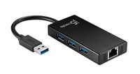 j5createU SB 3.0 Multi-Adapter Gigabit Ethernet/ 3-Port USB 3.0 HUB JUH470 Compatible with MacBook/MacBook Pro/Windows/Computers with USB-C Port (Black)