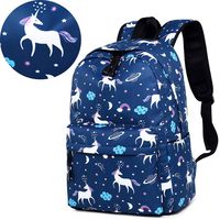 Lmeison Teens Girls School Backpack, Unicorn Bookbags Cavans Animal Cartoon Laptop Bag Fashion Travel Daypack Shoulder Bag Rucksack College Bag (Blue)