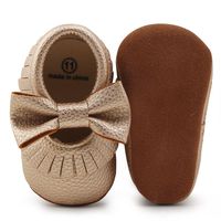 Delebao Infant Toddler Baby Soft Sole Tassel Bowknot Moccasinss Crib Shoes (12-18 Months, Gold)