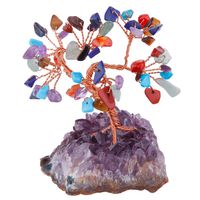 mookaitedecor Colorful Crystal Tree, Amethyst Cluster Crystals Base Bonsai Money Tree for Wealth and Luck