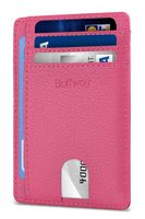 Slim Minimalist Leather Wallets for Men & Women - Lichee Red