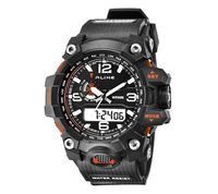 Alike AK15116 New Arrival Unisex Luxury Fashion Sport Watch Dual Time Shows Multi Function Quartz Digital Alarm Timer Black Rubber Strap Waterproof Wristwatches (orange)