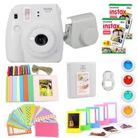 Fujifilm Instax Mini 9 Instant Camera(Certified Refurbished) + Fuji Instax Film (40 Sheets) + Carrying Case, Photo Album, Stickers, Close Up Lens + More (Smokey White)