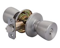 AmazonBasics Tulip Door Knob With Lock, Entry, Satin Nickel
