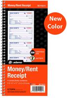 Adams Money and Rent Receipt Books 2 Part Carbonless New Color Cover, 5-1/4" x 11", Spiral Bound, 200 Sets per Book, 4 Receipts per Page reciept Book Booklet (SC1152 -E)