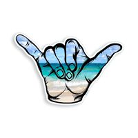 Hang Loose Beach Scene Shaka Sticker Sign Symbol Cup Cooler Laptop Vinyl Decal Graphic