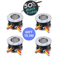 60FT BNC Cable,NexTrend 4 Pack 60 FT BNC Video Power Cable for Surveillance CCTV Security System - 5MP Maximum