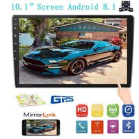 10.1Inch 2.5D HD Double Din Car Stereo Radio Receiver, Android 8.1 Touch Screen MP5 Multimedia, Support GPS Navigation Bluetooth FM Radio+4 Led Lights Rear View Camera&Dual Mirror Link